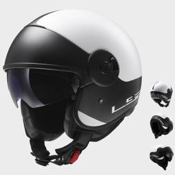 CASCO LS2 OF597 CABRIO FIBRA-MATT WHITE BLACK XS