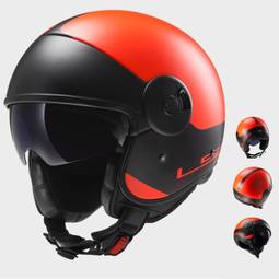 CASCO LS2 OF597 CABRIO FIBRA-MATT ORANGE BLACK XS