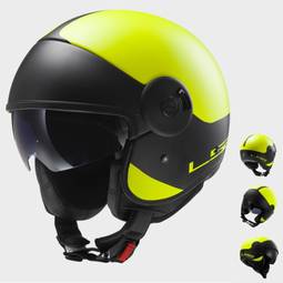 CASCO LS2 OF597 CABRIO FIBRA-MATT HI-VS YELL.BLACK XS